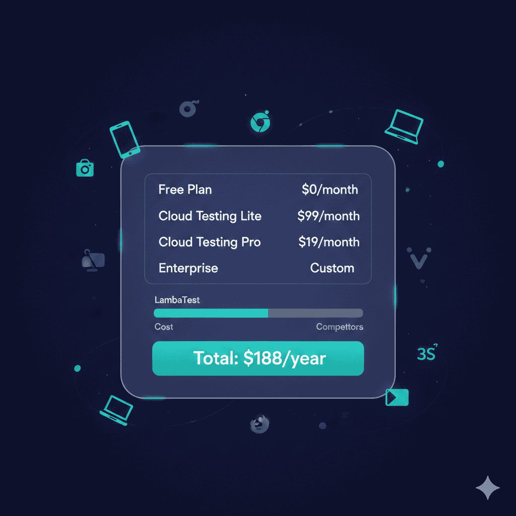 LambdaTest pricing breakdown showing all plans and costs