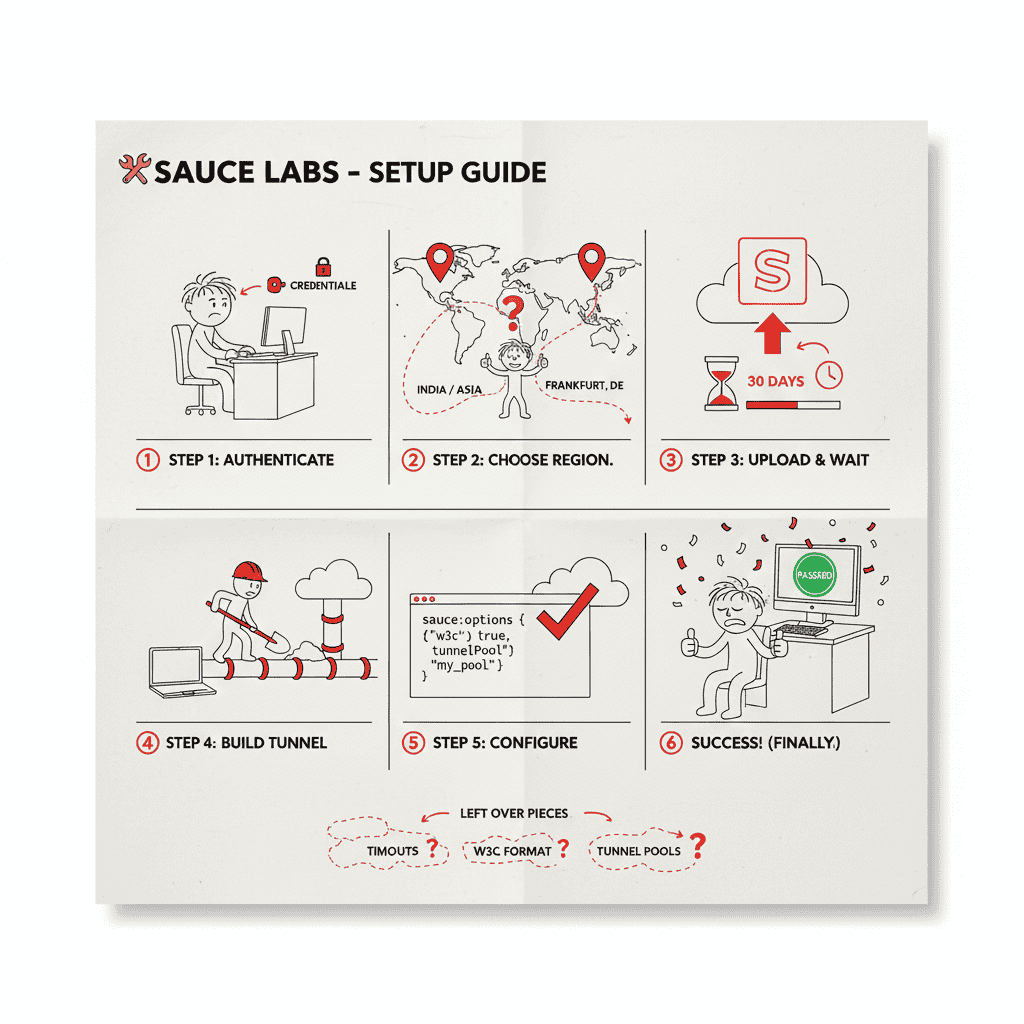 Sauce Labs setup guide showing configuration steps