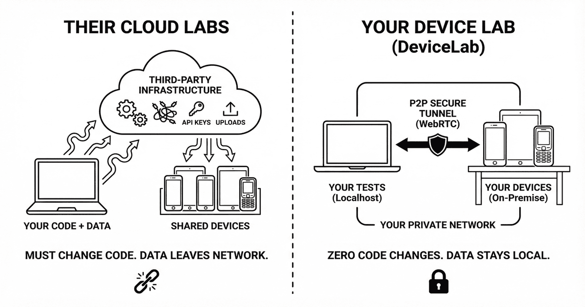 Diagram comparing cloud device labs vs your own device lab